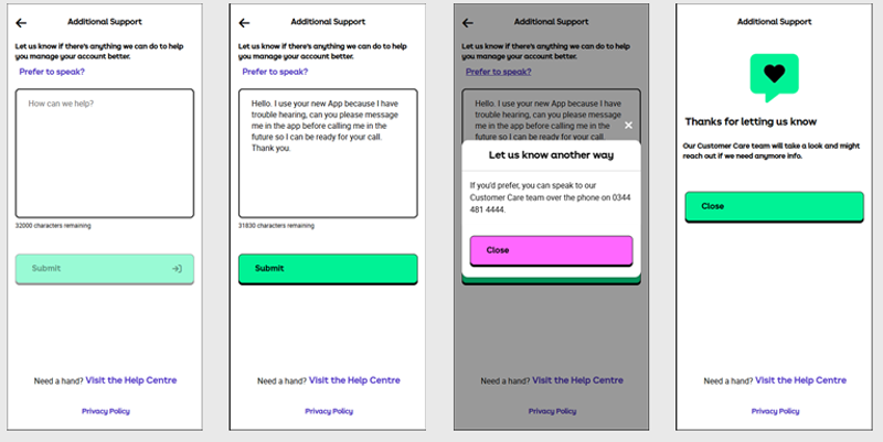 Additional support journey