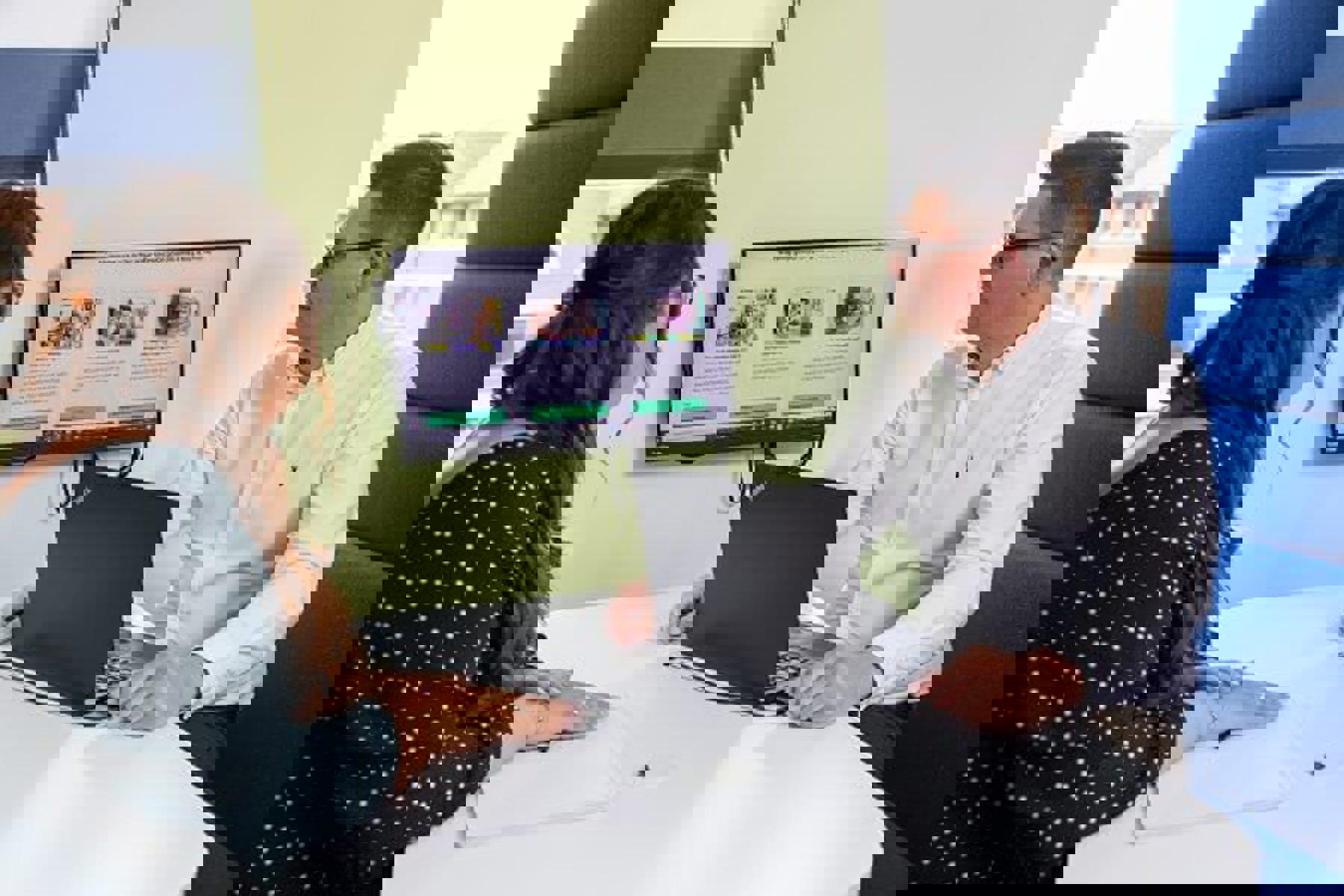 Two Colleagues Looking At Screen